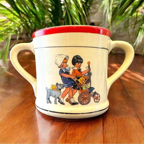 VINTAGE C.P. Co. Double-Handled Children’s Mug - Classic Nursery Scene - Picture 3 of 12